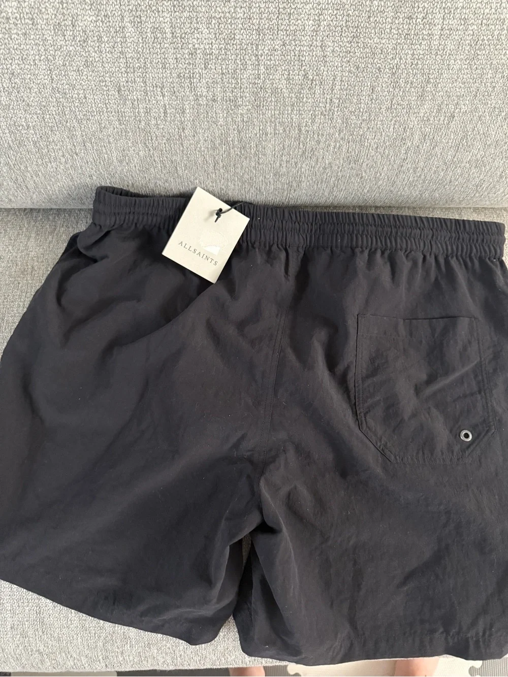 AllSaints Black Men’s Swim Trunks with Subtle Logo